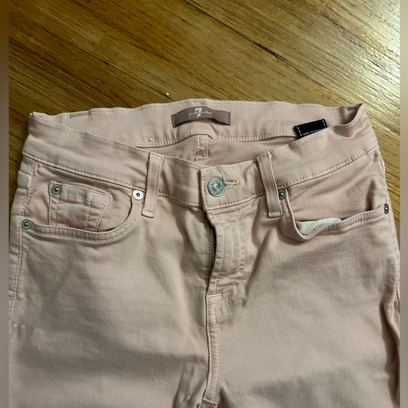 Blush Pink Stretchy Skinny Jeans | 7 for all Mankind | size 26 - Picture 5 of 7